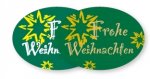 Schmucketikett "Frohe Weihnachten" grün Oval 46x32mm